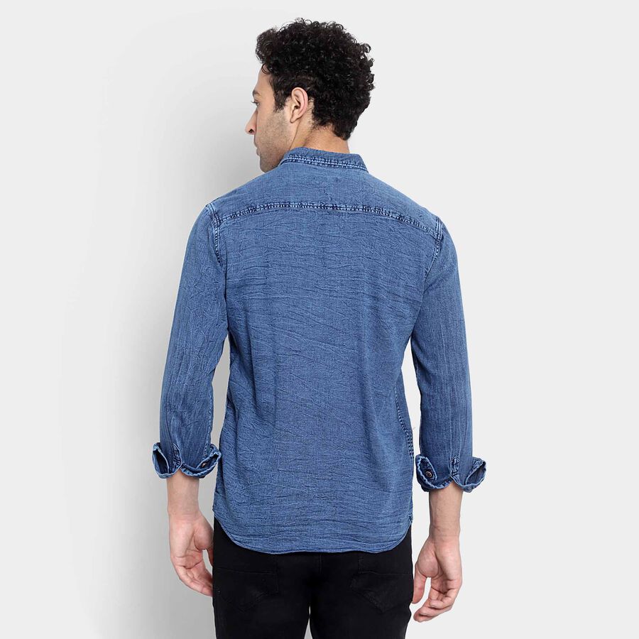 Cotton Solid Casual Shirt, Melange Blue, large image number null