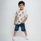 Boys Off-White Cotton Round Neck Casual T-Shirt, भूरा, small image number null