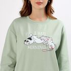 Women's Light Sage Green Crew Neck Casual Sweatshirt, हल्का हरा, small image number null