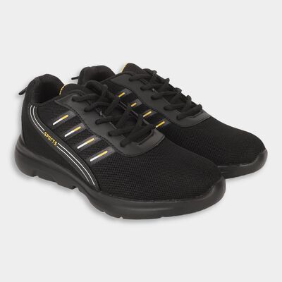 Men's Jet Black Lace-Up Sports Shoes