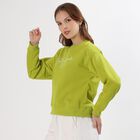 Women's Bright Lime Green Crew Neck Casual Sweatshirt, हल्का हरा, small image number null