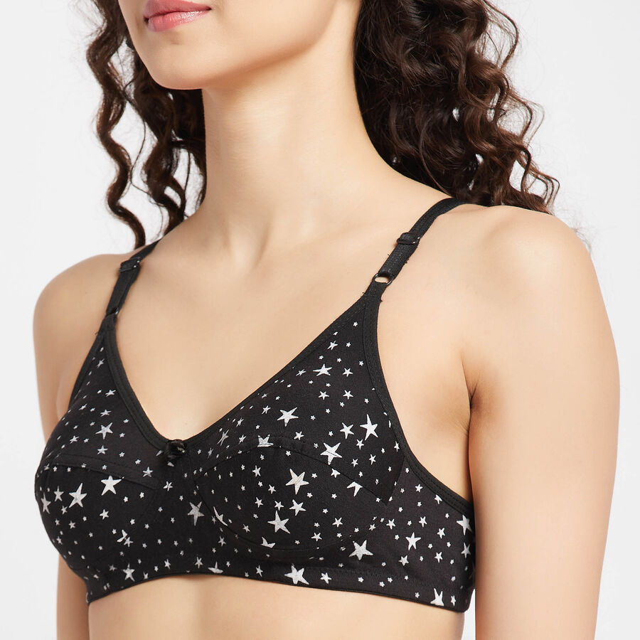 Printed Non-Padded Basic Bra, Black, large image number null