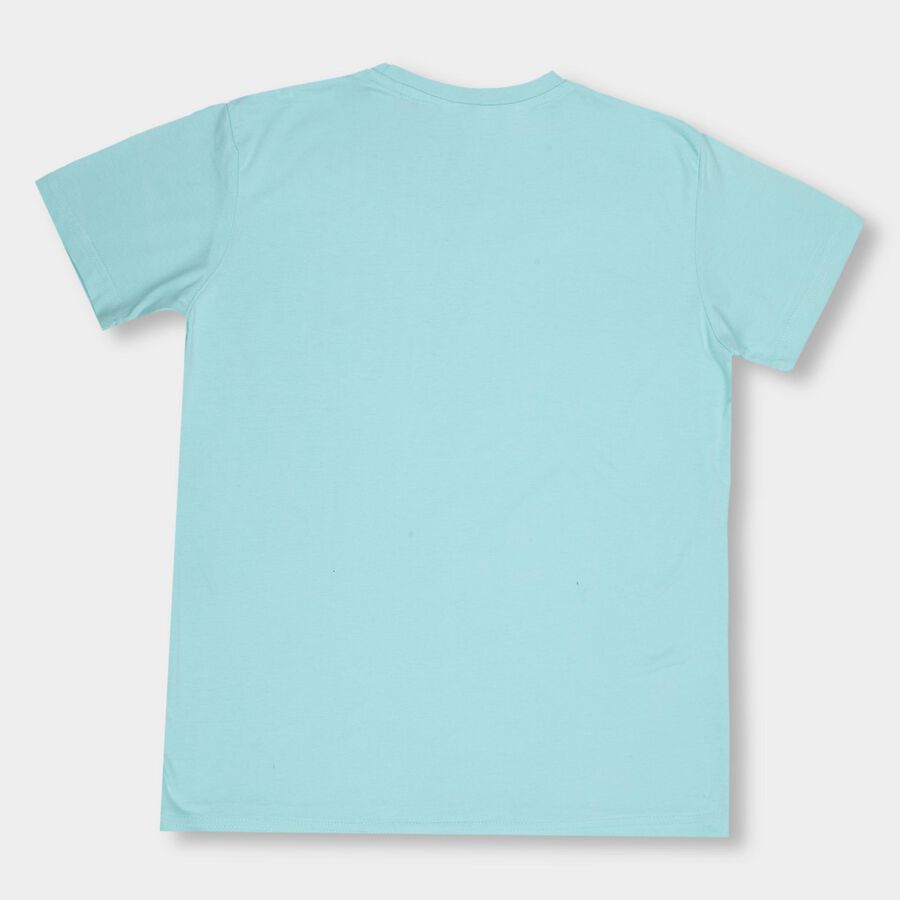 Boys' Light Aqua Blue Round Neck Casual T-Shirt, Aqua, large image number null