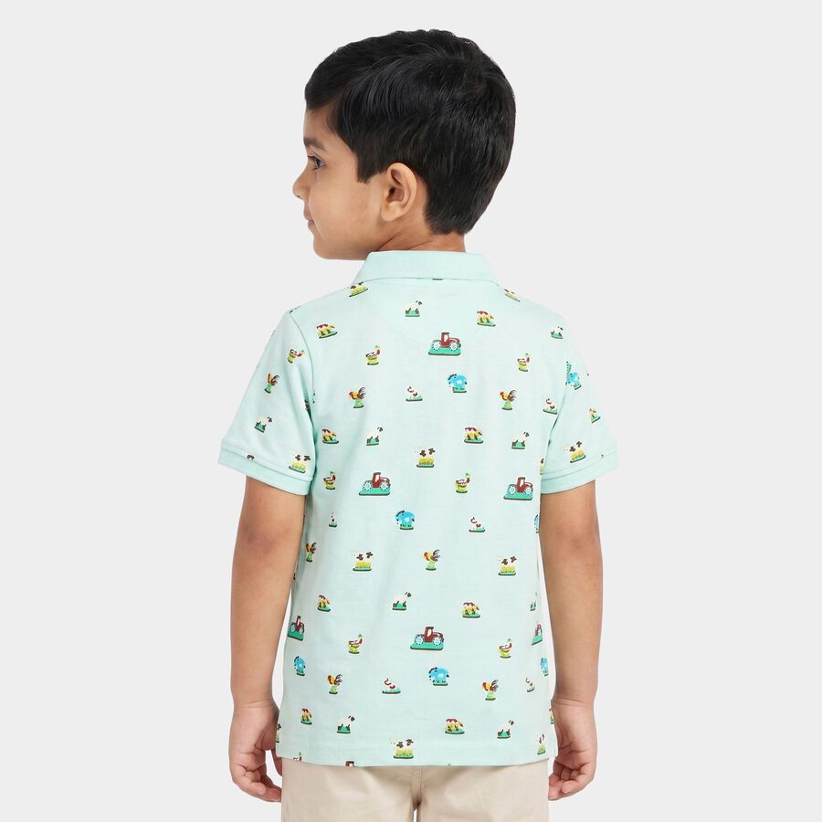Boys Mint Green Cotton Polo Neck Polo Boys T-Shirt, हल्का हरा, large