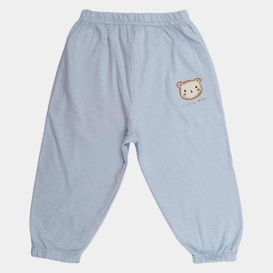 Infants' Light Blue Jogger Fit Bear Print Cotton Pyjama, Light Blue, large