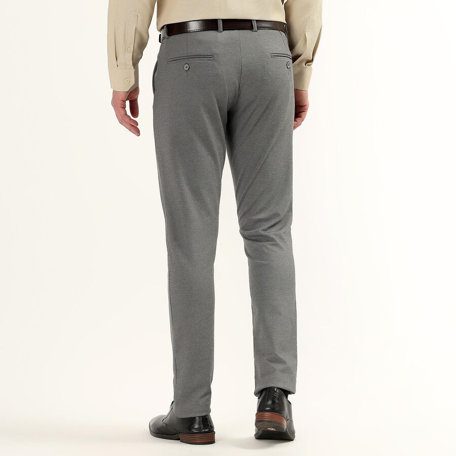 Men's Muted Light Grey Slim Fit Casual Trousers, हल्का ग्रे, large