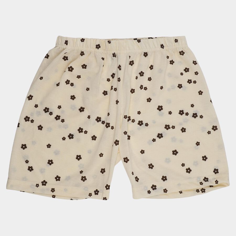 Girls' Off White Regular Fit Athletic Shorts, ऑफ व्हाइट, large