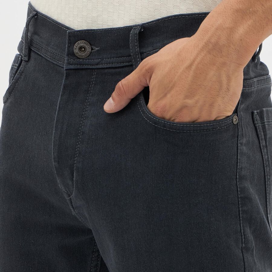 Men's Jet Black Slim Fit Classic Jeans, Dark Grey, large