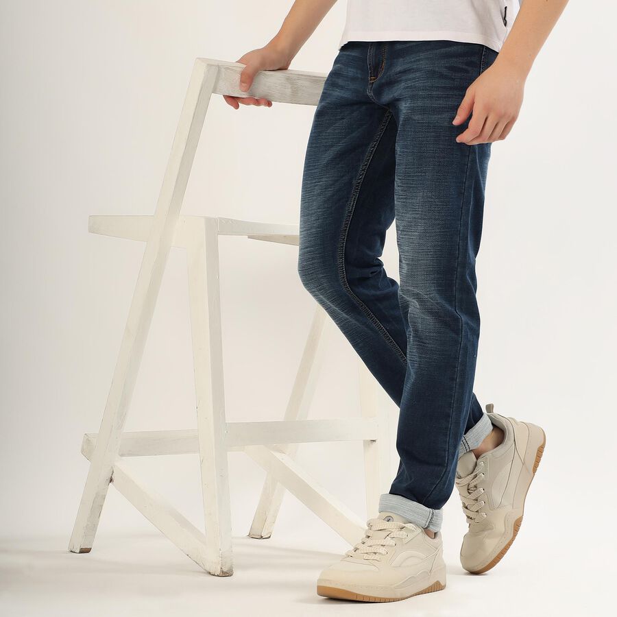 Men's Deep Indigo Slim Fit Jeans, गहरा नीला, large
