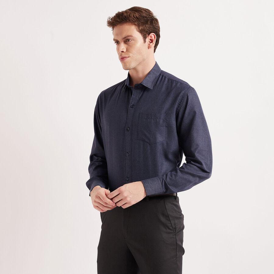 Solid Formal Shirt, Navy Blue, large image number null