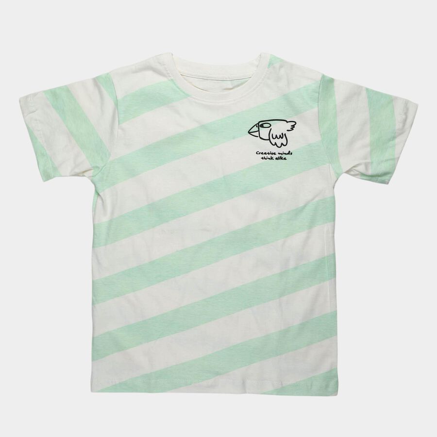 Boys' Half Sleeves T-Shirt, हल्का हरा, large