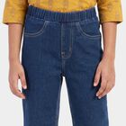 Girls Blue Flared Fit Pull-On Jeans, मध्यम नीला, small