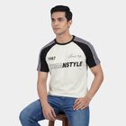 Men's Blue Round Neck Casual T-Shirt, Mid Blue, small