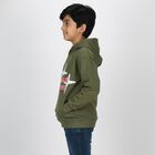 Boys Olive Green Hooded Neck Casual Sweatshirt, Olive, small image number null
