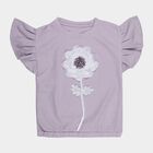Girls Lilac Round Neck Casual T-Shirt, Lilac, small