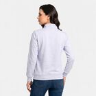 Women Light Blue High Neck Zip-Up Sweatshirt, Light Blue, small