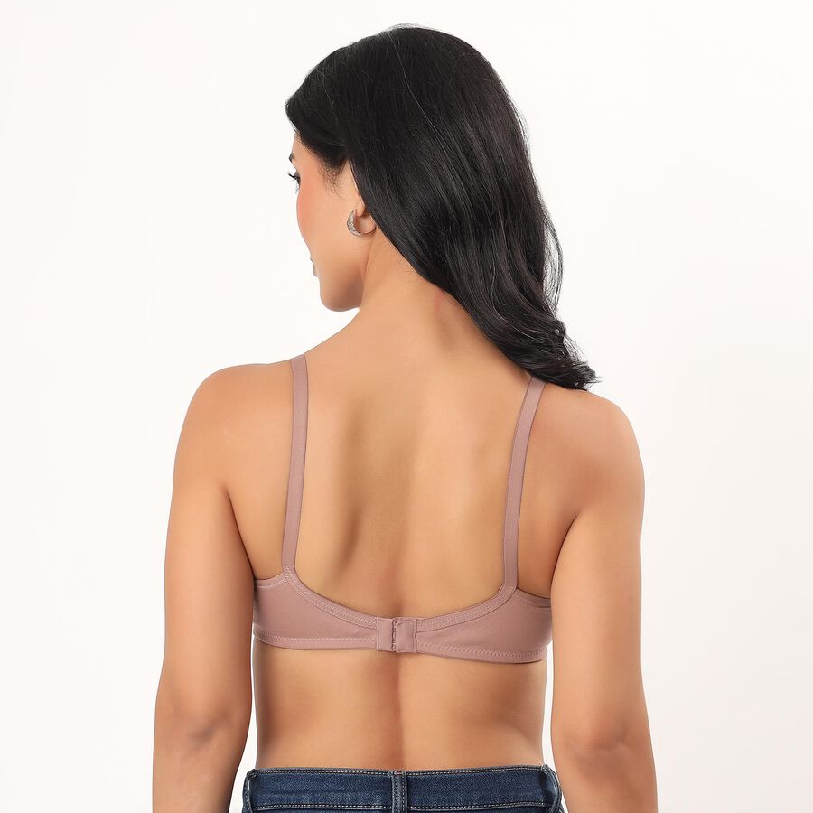 Women's Brown V-Neck Wireless Bra, Brown, large