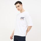 Men's Snow White Cotton Round Neck Minimalist T-Shirt, White, small