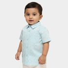 Infants Light Blue Cotton Half Sleeve Classic Casual Shirt, Light Blue, small