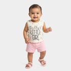 Girls' Yellow Cotton Sleeveless Top and Shorts Set, Yellow, small