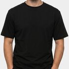Men's Black Cotton Round Neck Regular T-Shirt, काला, small