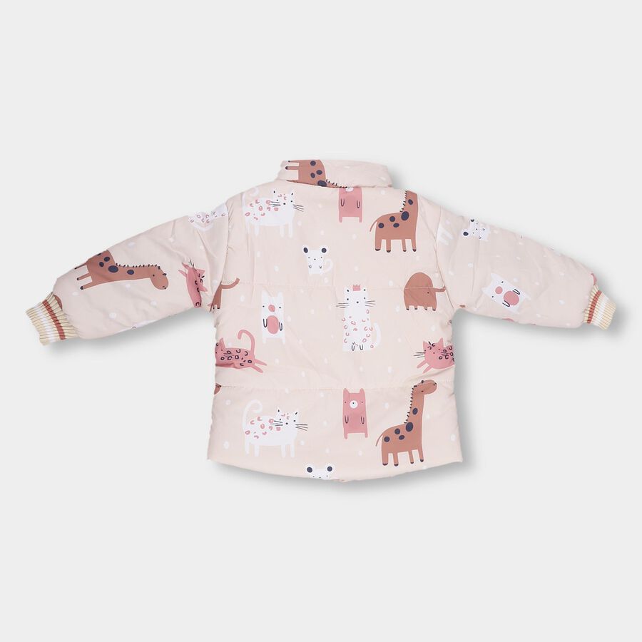 Infants' Soft Beige High Neck Casual Jacket, गहरा पीला, large image number null