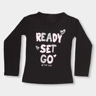 Girls' Jet Black Round Neck Casual Top, काला, small image number null