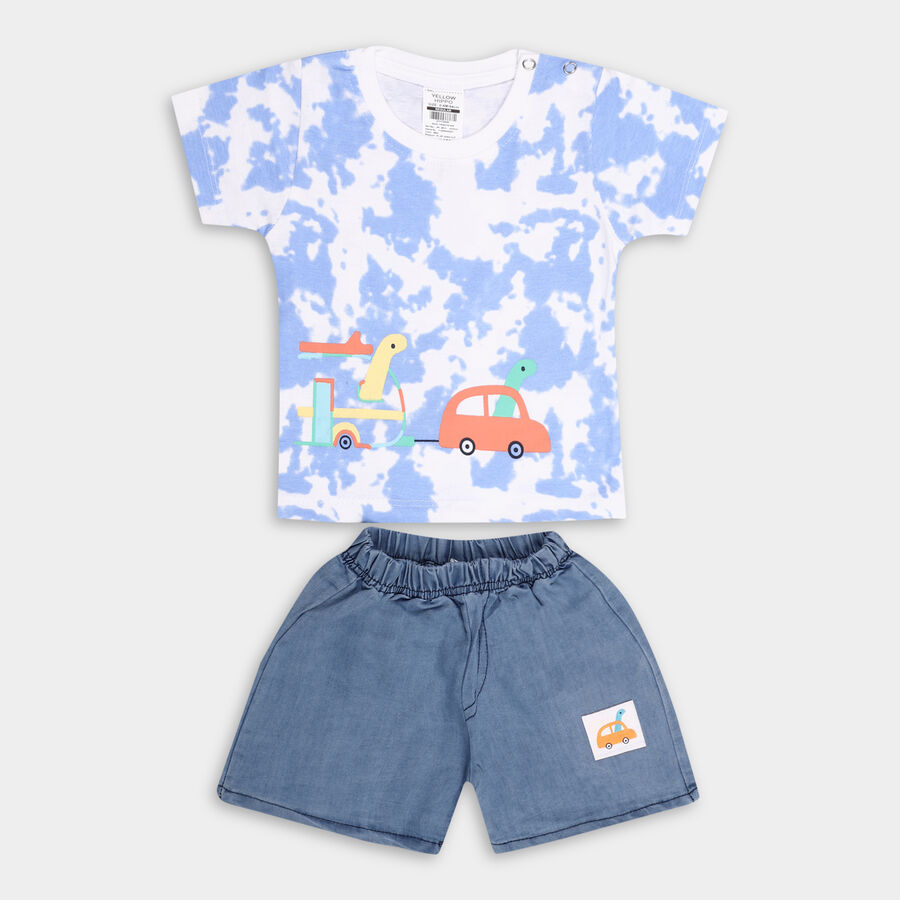 Infant Boy's Cotton Baba Suit, मध्यम नीला, large image number null