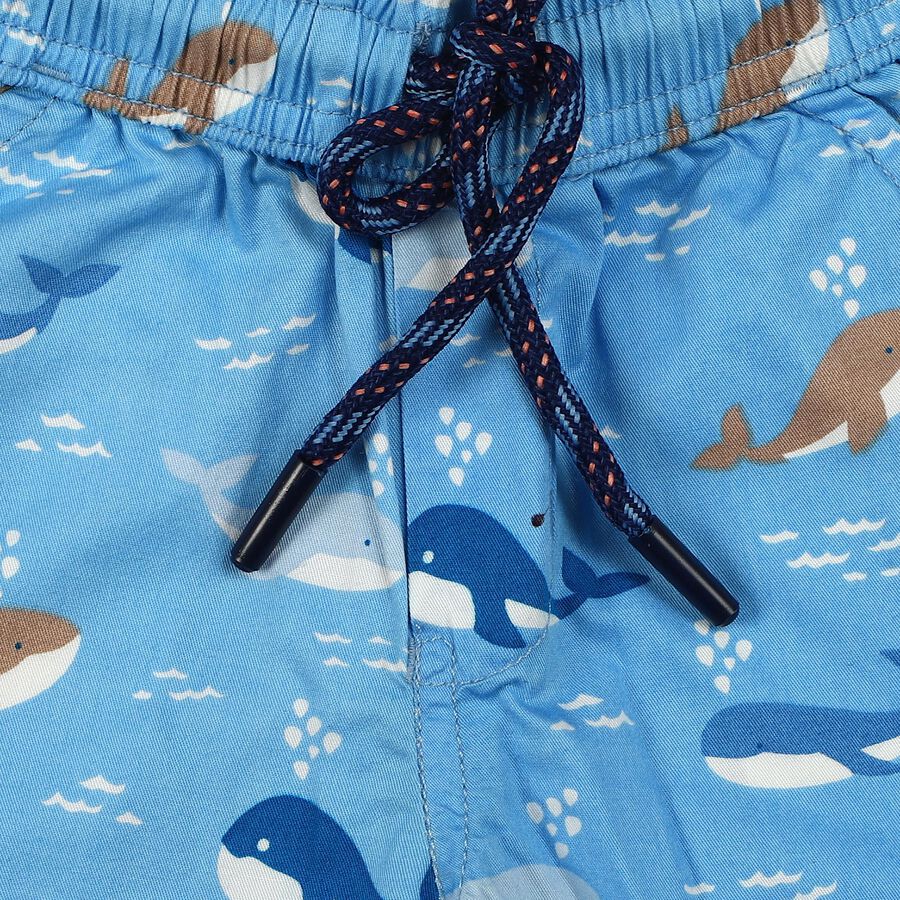 Boys Light Blue Regular Fit Printed Bermuda Shorts, Light Blue, large