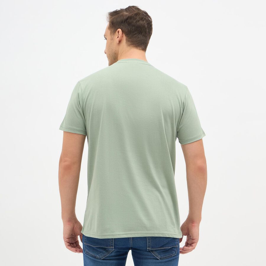 Men's Light Sage Green Henley Neck Casual T-Shirt, Light Green, large image number null