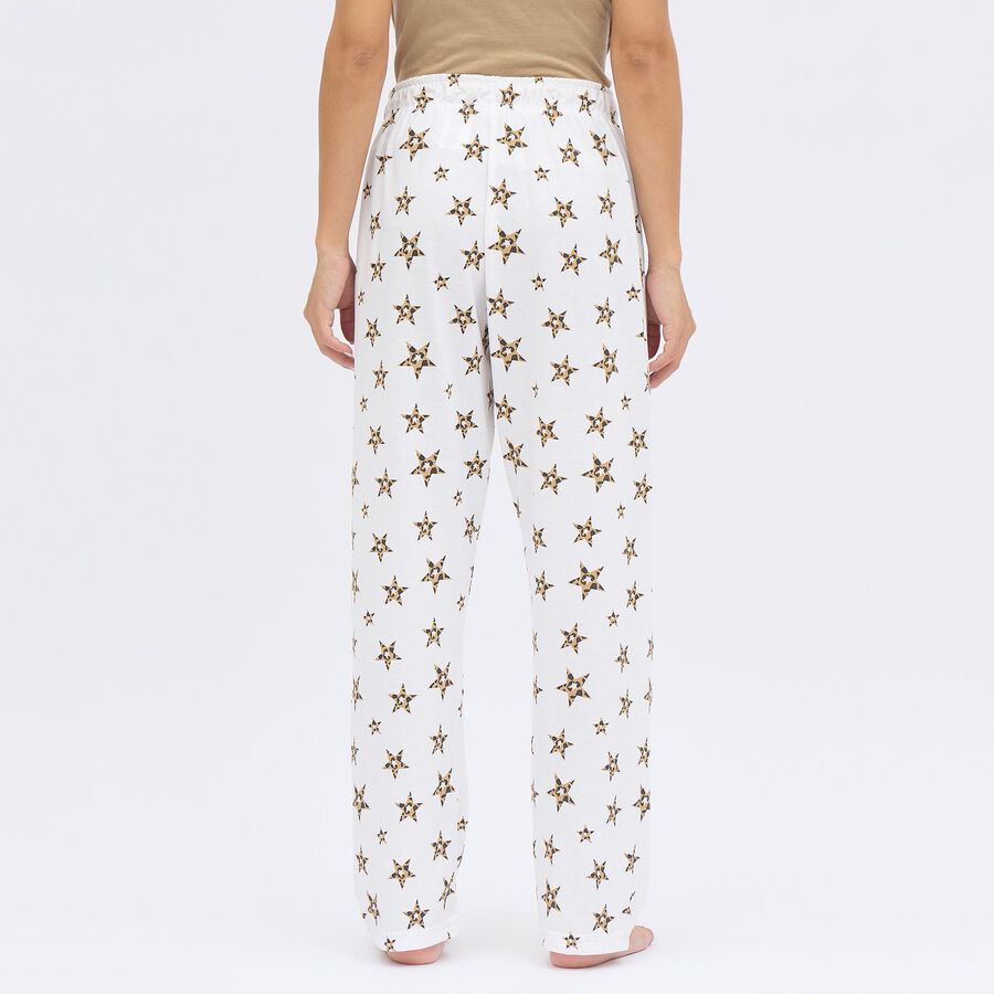 Women's White Full Length Printed Pyjama, White, large image number null