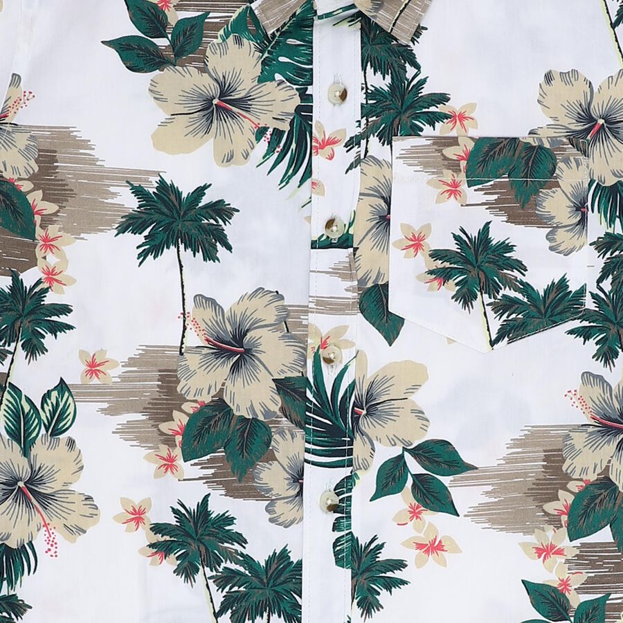 Boys White Cotton Half Sleeve Classic Casual Shirt, White, large image number null