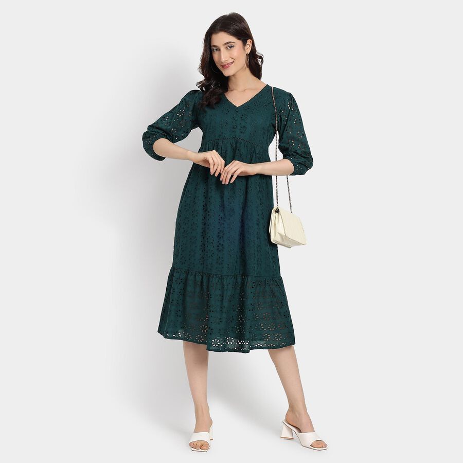 Ladies' 100% Cotton Dress, टील ब्लू, large image number null