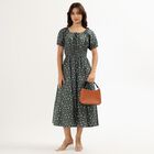 Ladies' 100% Cotton Empire Dress, गहरा हरा, small image number null