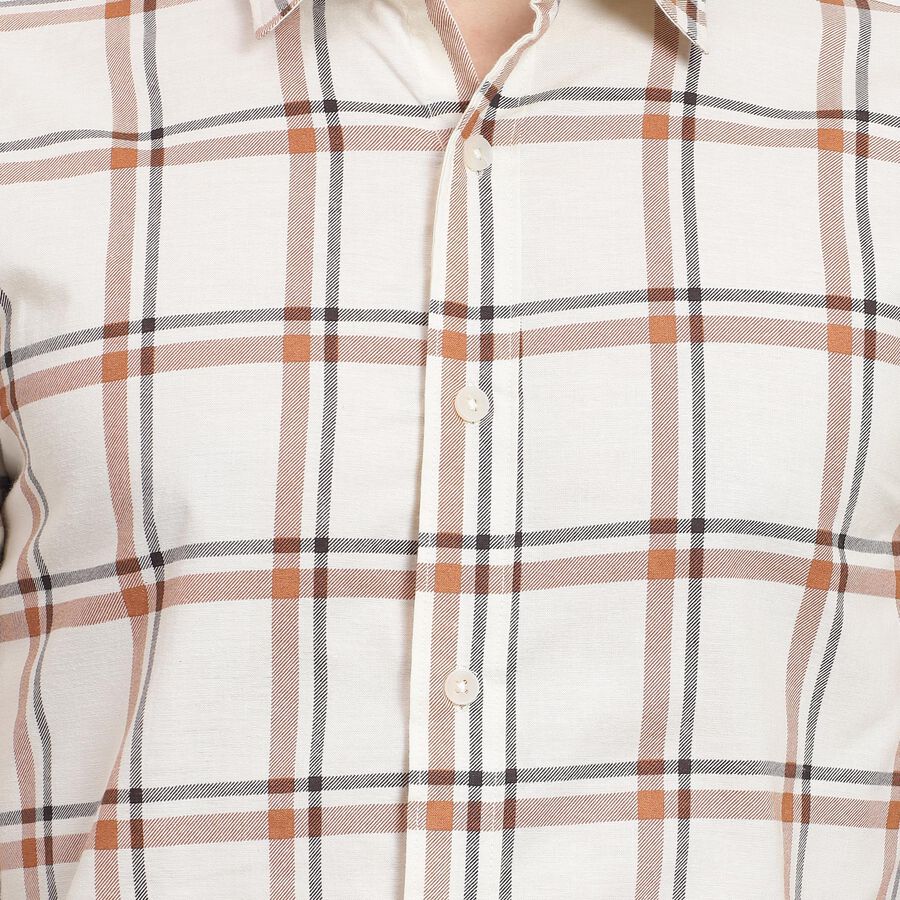 Men's 100% Cotton Casual Shirt , ऑफ व्हाइट, large