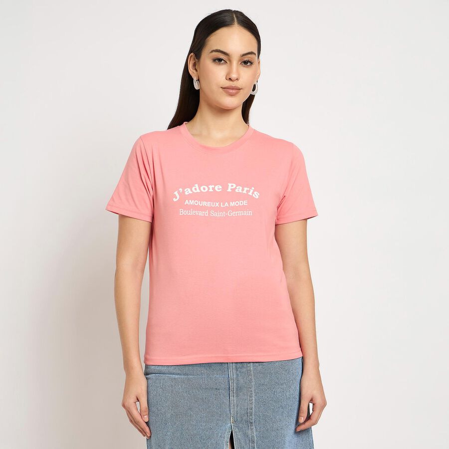 Ladies' Round Neck T-Shirt , Pink, large image number null