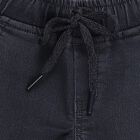 Boys' Dark Charcoal Black Slim Fit Jogger Jeans, गहरा ग्रे, small image number null