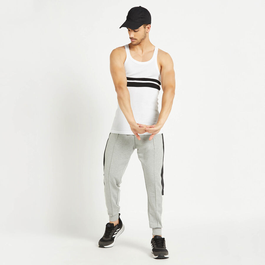 Cut & Sew Track Pants, Melange Mid Grey, large image number null
