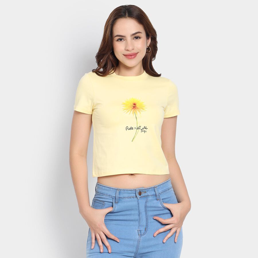 Ladies'  Crop  Top, Yellow, large
