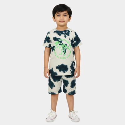 Boys' Teal Blue Cotton Knit Baba Suit