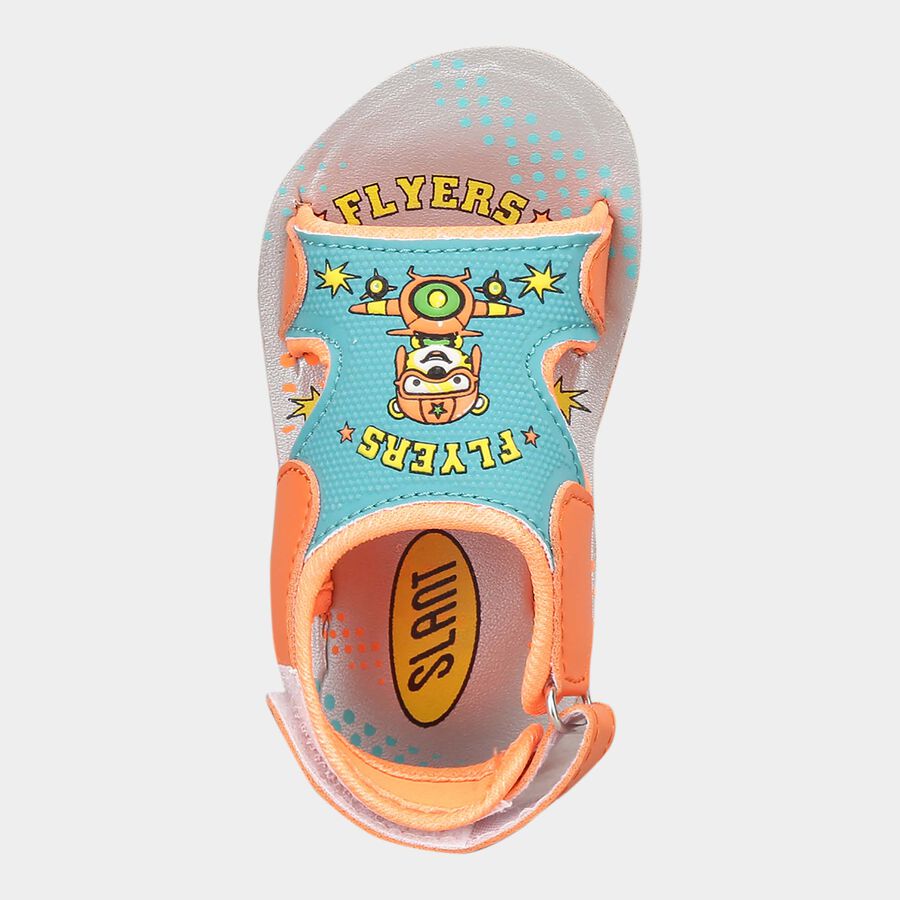 Boys Printed Slip-On Casual Sandals, Orange, large image number null