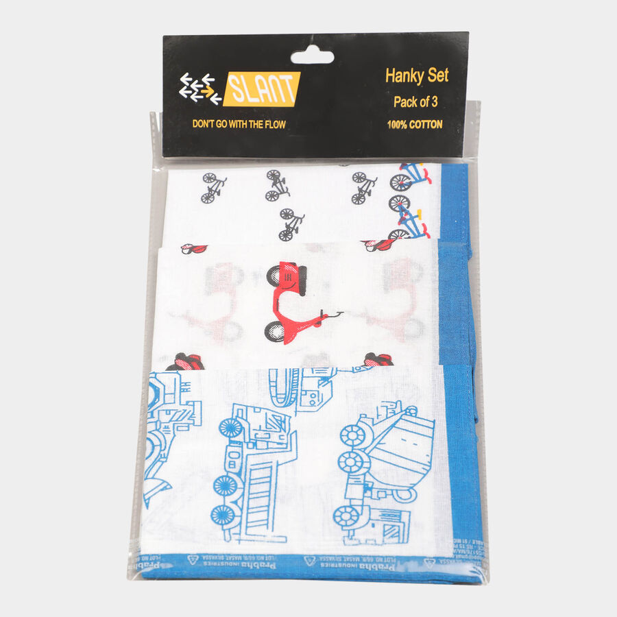 Boys Cotton Handkerchief, White, large image number null