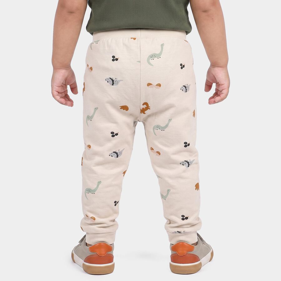 Infants Beige Jogger Graphic Printed Cotton Pyjama, गहरा पीला, large
