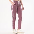 Women's Muted Mauve Straight-Leg Side-Striped Track Pants, बैंगनी, small