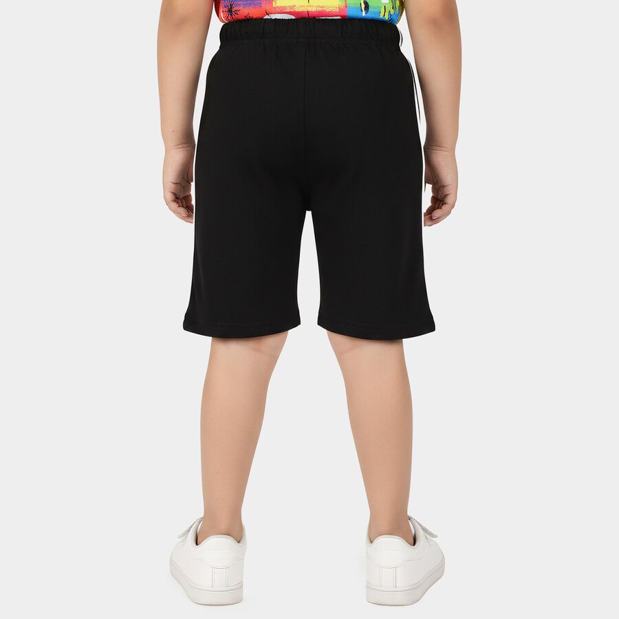 Boys' Black Regular Fit Printed Jamaican Shorts, Black, large