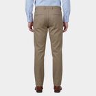 Men's Beige Slim Fit Flat-Front Casual Trousers, Beige, small