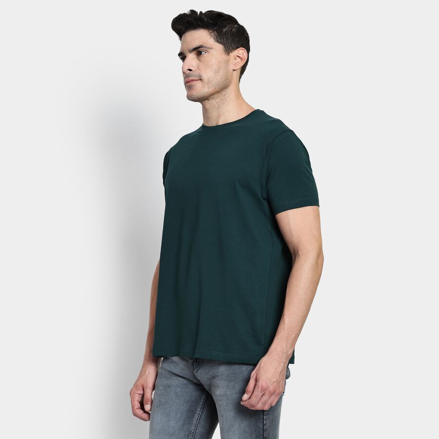 Men's Round Neck Half Sleeves T-Shirt, गहरा हरा, large image number null