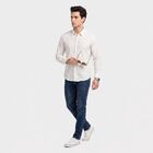 Men's White Striped Casual Shirt, Off White, small
