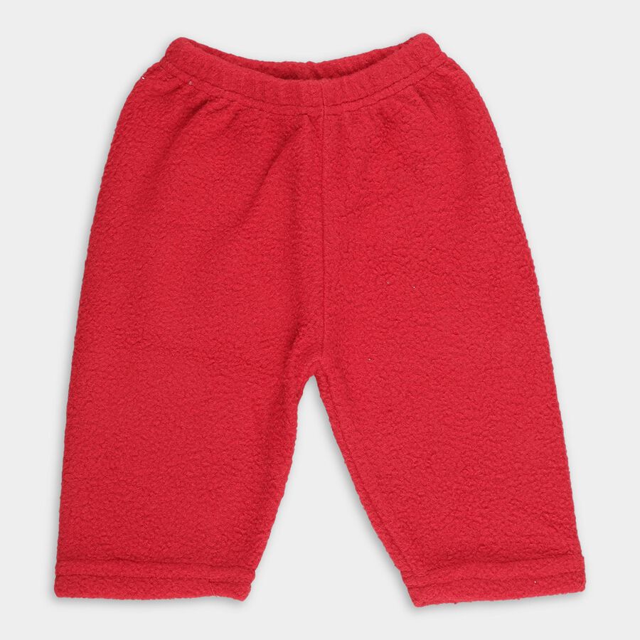 Infants Bright Red Fleece Elastic Waist Pyjama, Maroon, large image number null
