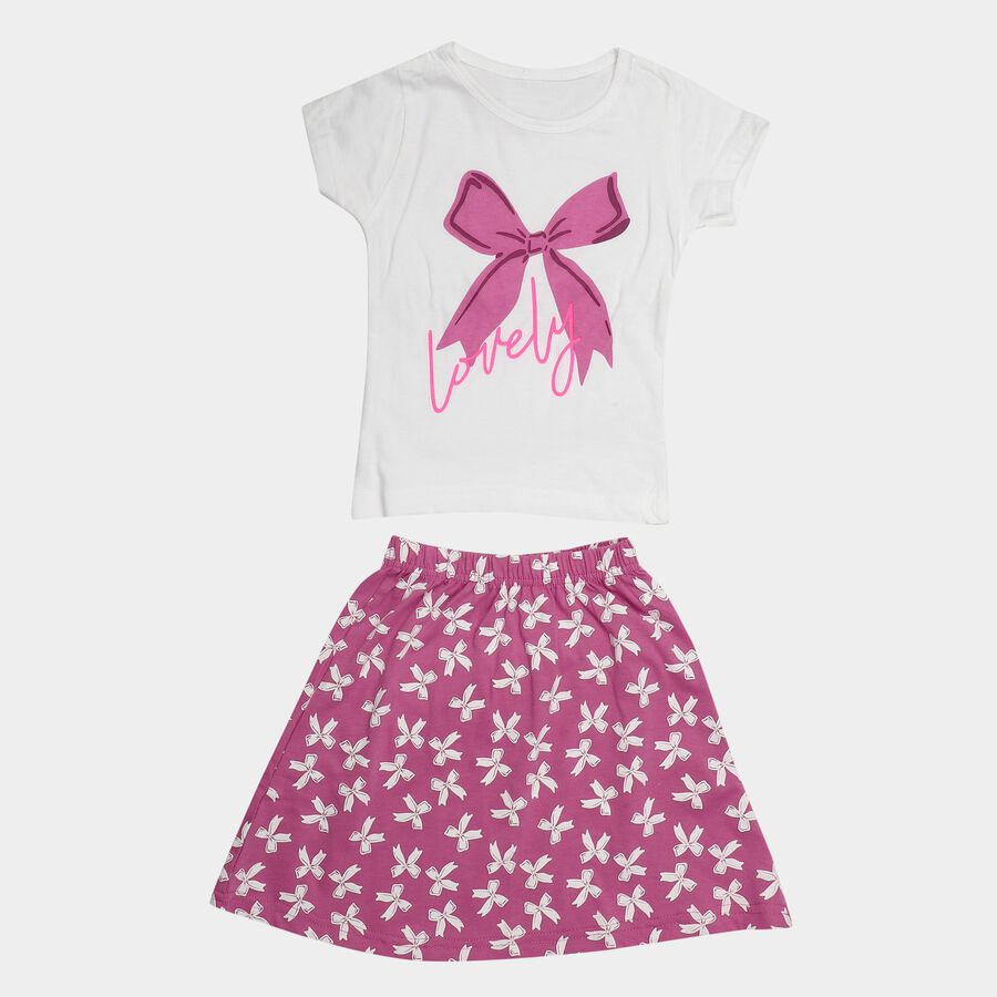 Girls Lilac Round Neck Co-ord Set Upper and Bottom Set, लाइलेक, large